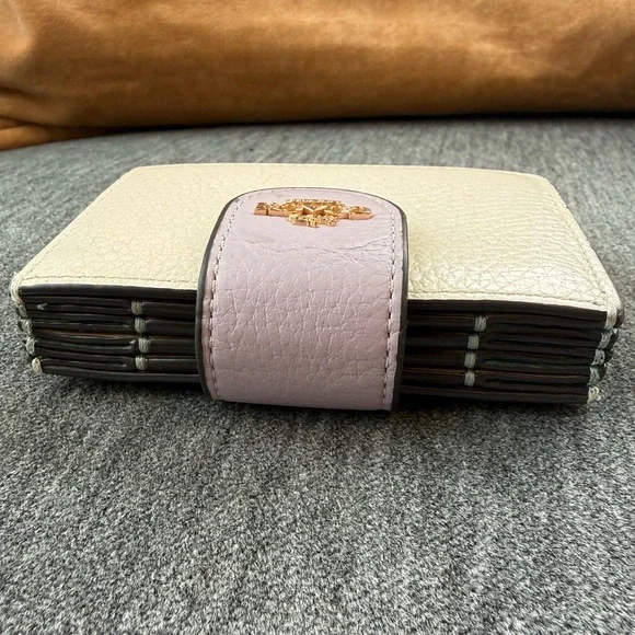 Coach Cream and Lavender Accordion Card Case In Colorblock CA765 - Picture 3 of 14